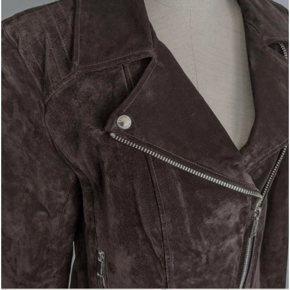 NWOT BCBGeneration Chocolate Suede Moto Jacket - Picture 3 of 7